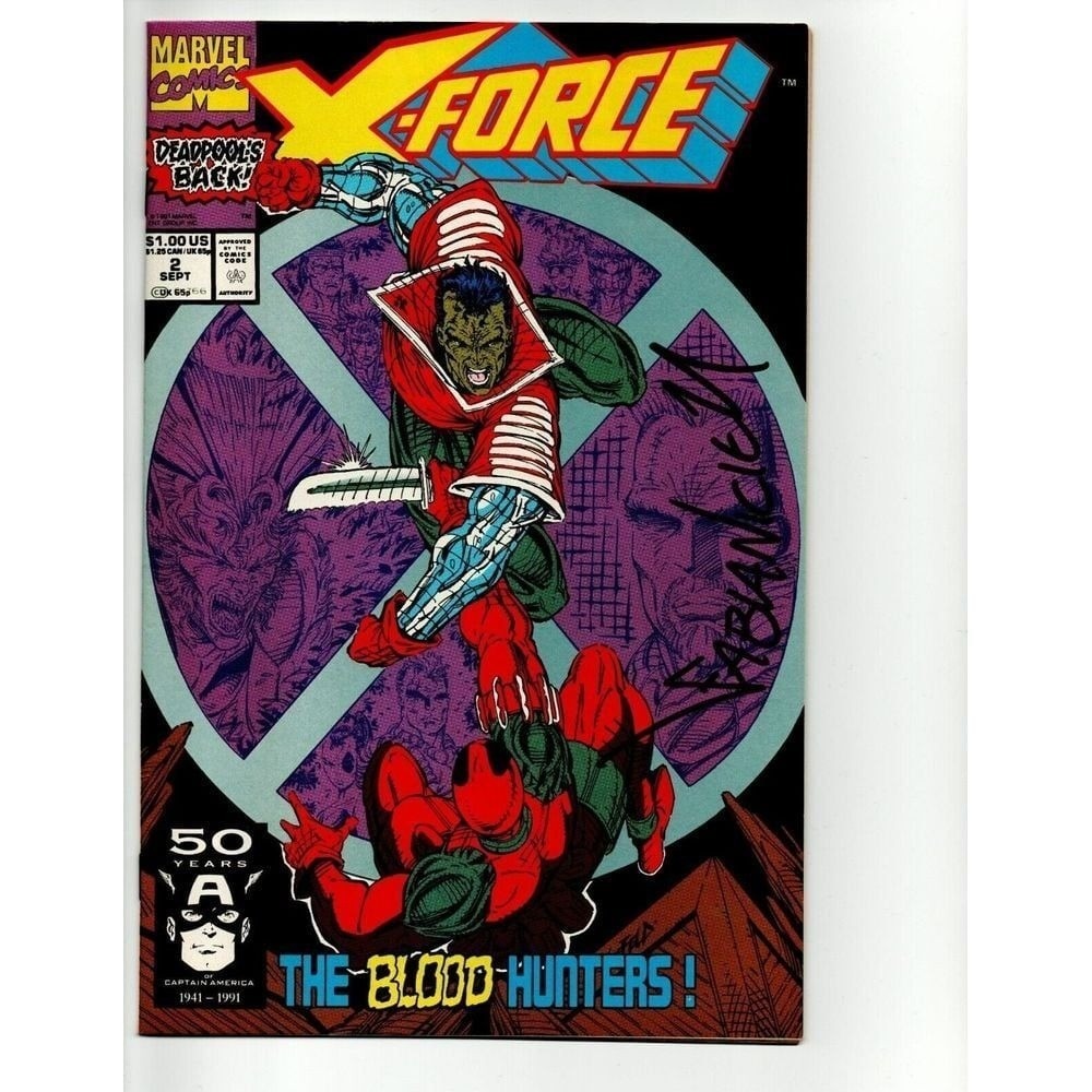 X-Force #2 Comic Book 2nd App Deadpool 1st App Weapon X Signed Fabian Nicieza